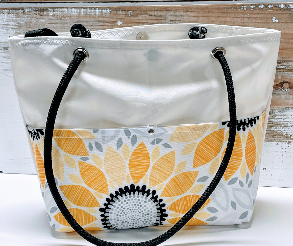 Main Sail Sunflowers Recycled Sail Tote Salty Sail Bags