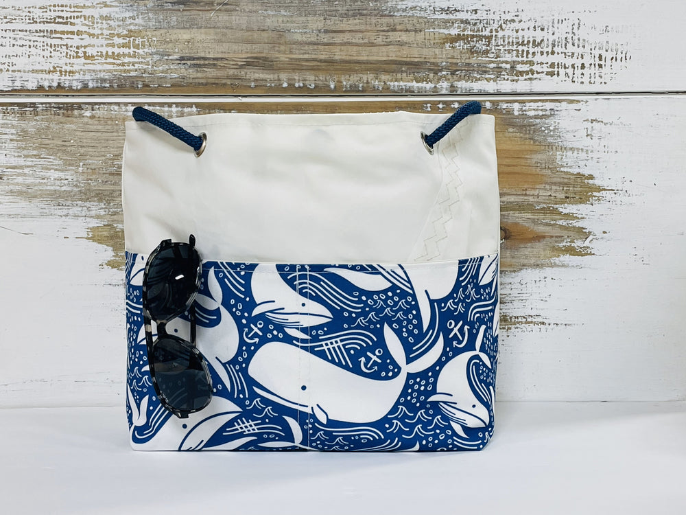 Main Sail Playful Whales Recycled Sail Tote Bag