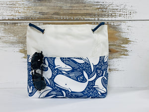 Main Sail Playful Whales Recycled Sail Tote Bag