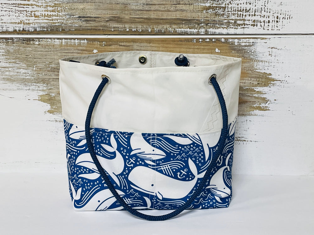 Main Sail Playful Whales Recycled Sail Tote Bag