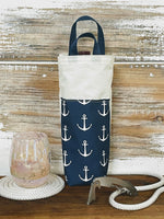 Navy Anchor Wine Bag