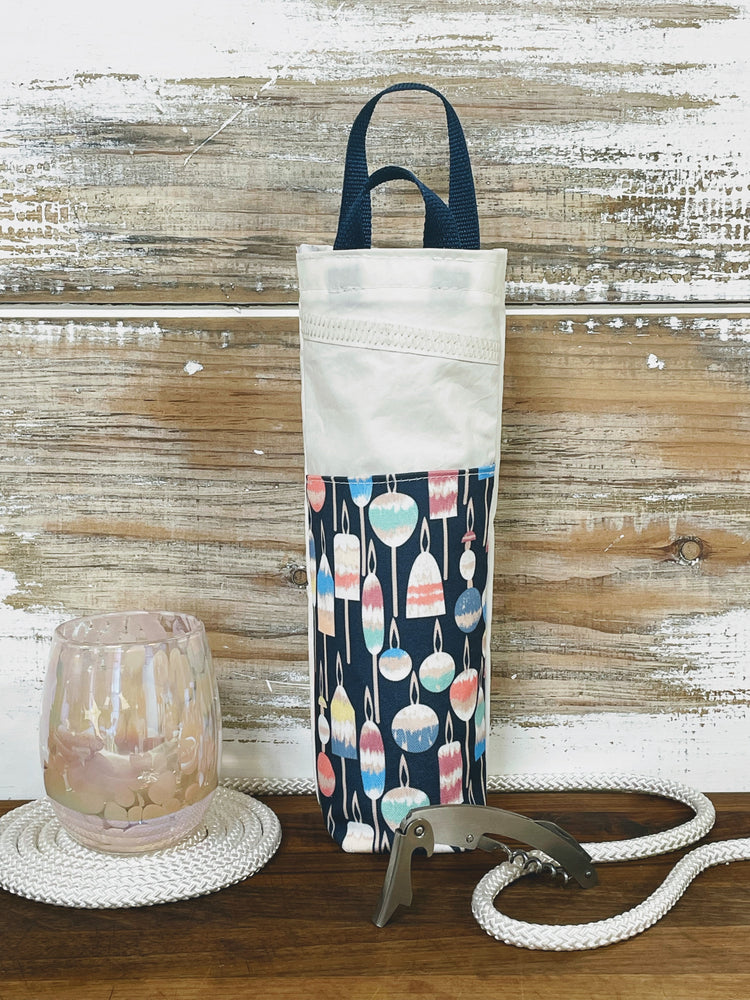 Navy Buoy Wine Bag