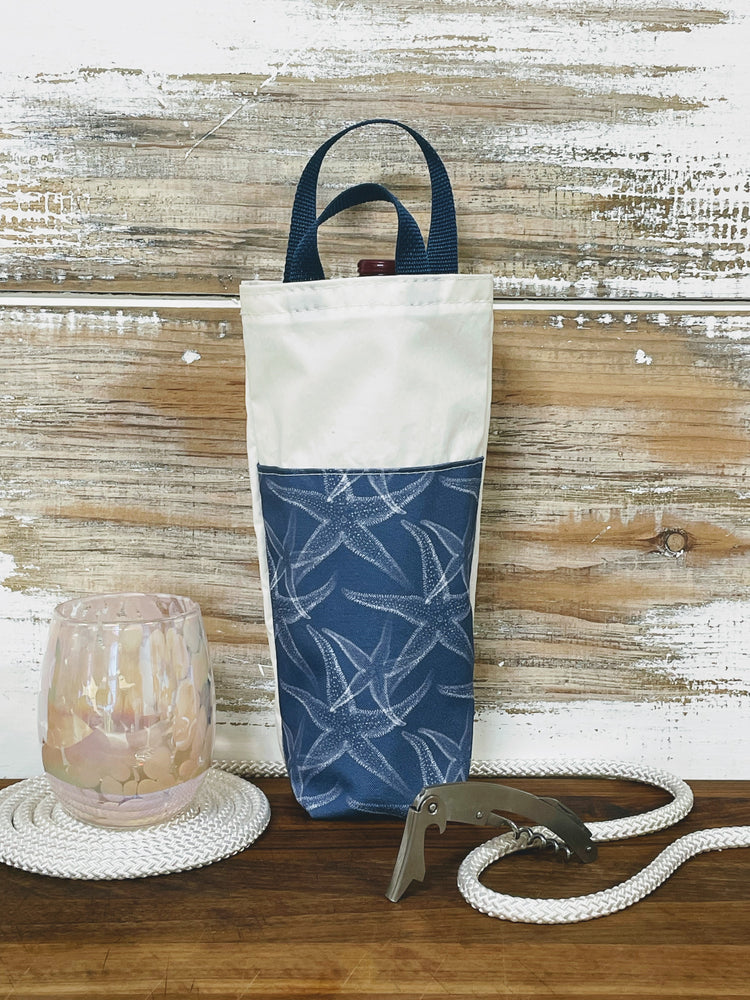 Blue Starfish Wine Bag