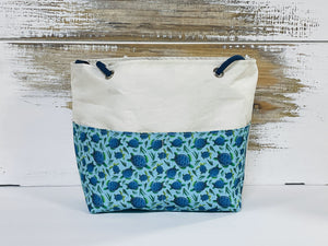 The Hull Blue Green Turtle Large Recycled Sailcloth Beach Bag