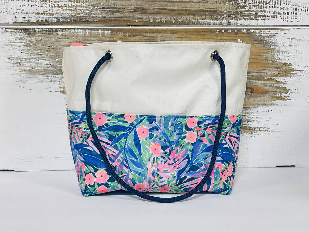 
            
                Load image into Gallery viewer, The Hull Bright Floral Large Recycled Sailcloth Beach Bag
            
        