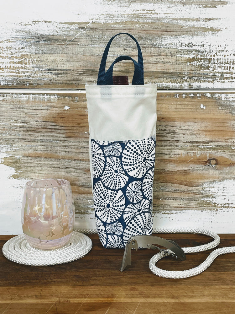 Navy Sea Urchin Wine Bag