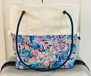 Recycled Sailcloth Bright Floral Travel Bag with Trolley Sleeve
