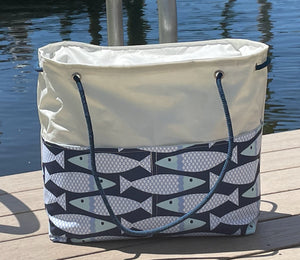 The Hull Surfing Dogs Large Recycled Sailcloth Beach Bag