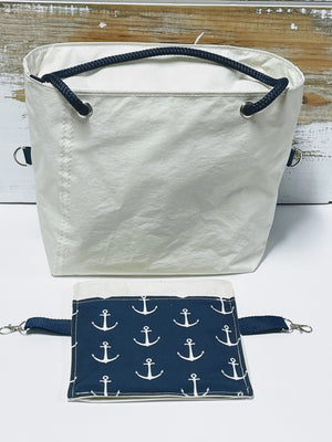 Recycled Sailcloth White Lobster Travel Bag with Trolley Sleeve