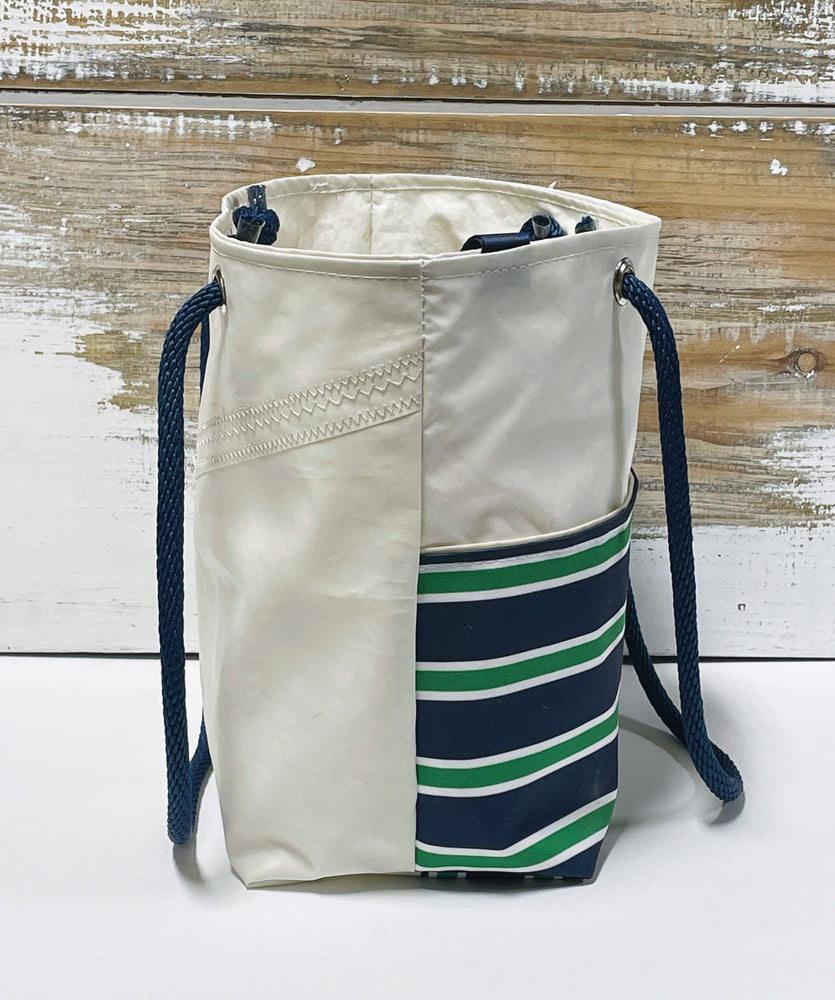 
            
                Load image into Gallery viewer, Main Sail Pink Preppy Blue and Green Recycled Sail Tote Bag
            
        