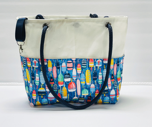 Main Sail Lobster Buoys Recycled Sail Tote Bag