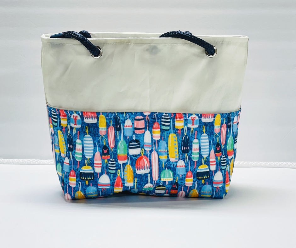 Main Sail Lobster Buoys Recycled Sail Tote Bag
