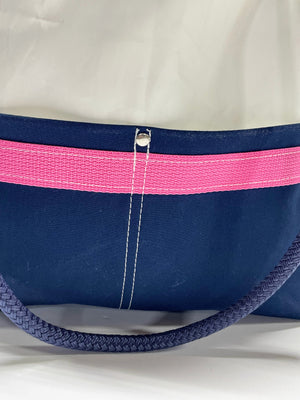Navy with Pink Stripe Recycled Sailcloth Everyday Bag