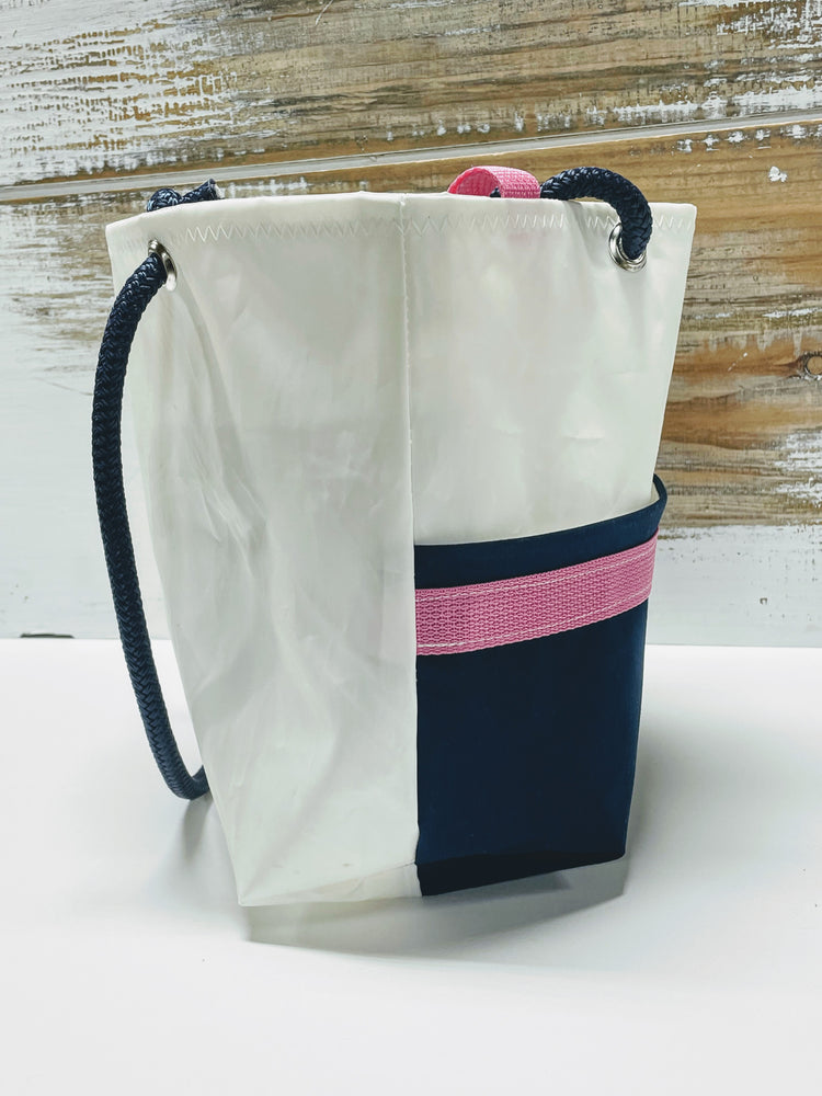 Navy with Pink Stripe Recycled Sailcloth Everyday Bag