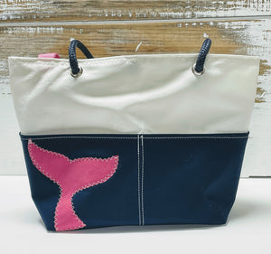 Main Sail Pink Whale Tale Recycled Sail Tote