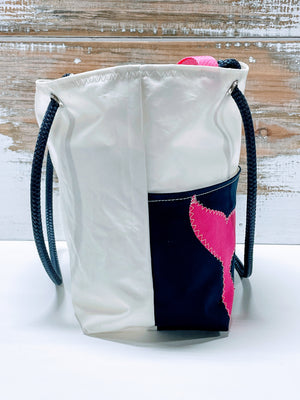 Main Sail Pink Whale Tale Recycled Sail Tote