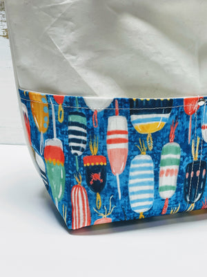 Main Sail Lobster Buoys Recycled Sail Tote Bag
