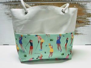 
            
                Load image into Gallery viewer, Main Sail Golfing Recycled Sail Tote
            
        