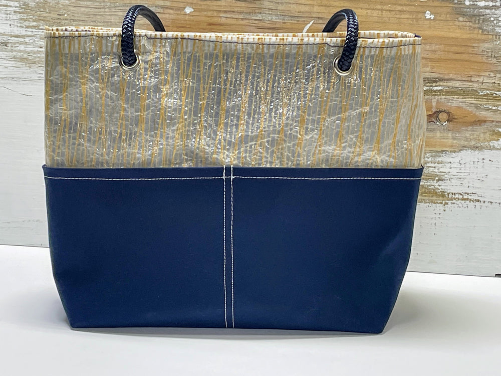 Kevlar Striped and Navy Recycled Racing Sailcloth Tote