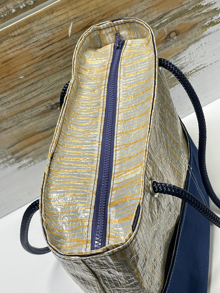 Kevlar Striped and Navy Recycled Racing Sailcloth Tote