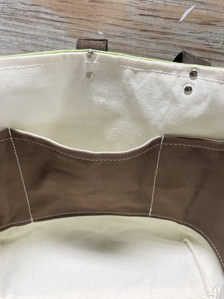 
            
                Load image into Gallery viewer, Green and Brown Waxed Canvas Shoulder Bag
            
        