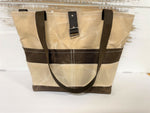 Natural and Brown Waxed Canvas Shoulder Bag