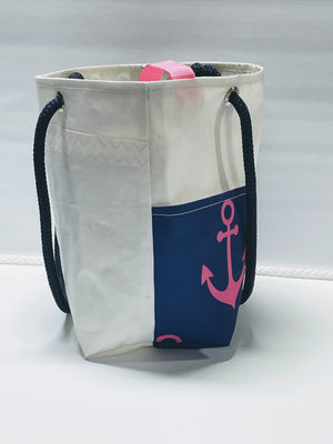 
            
                Load image into Gallery viewer, Main Sail Blue with Pink Anchors Sail Tote Bag
            
        