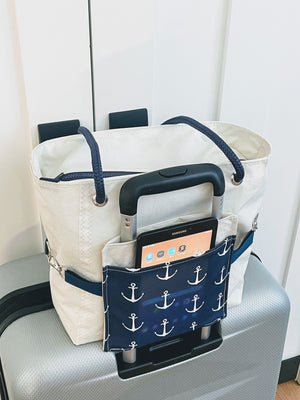 
            
                Load image into Gallery viewer, Recycled Sailcloth Red Lobster Travel Bag with Trolley Sleeve
            
        