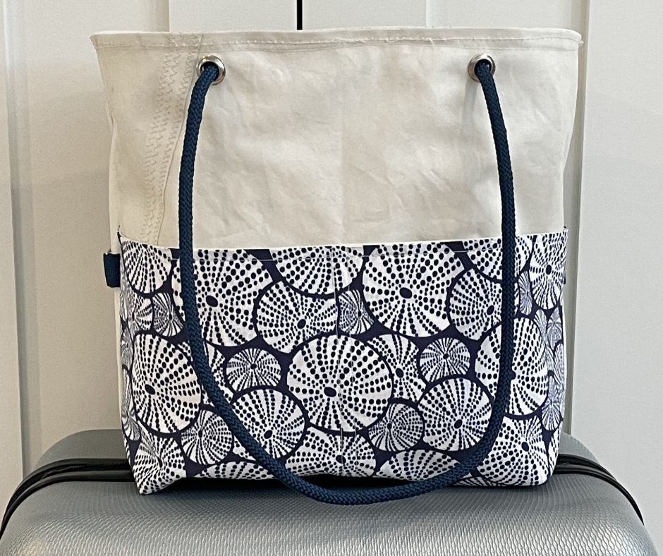 Recycled Sailcloth Sea Urchins Travel Bag with Trolley Sleeve