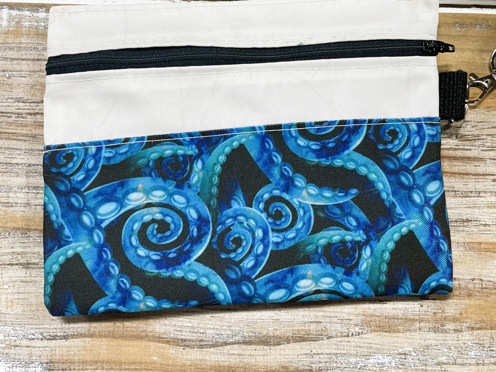 Blue Octopus Wristlet