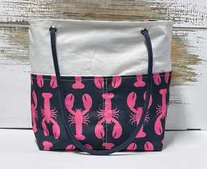 WIN!  Pink Lobster Large Recycled Sail Cloth Beach Bag