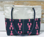 Recycled Sailcloth Pink Lobsters Travel Bag with Trolley Sleeve