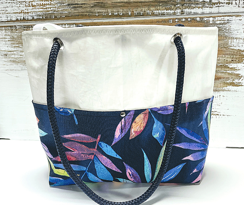 
            
                Load image into Gallery viewer, Main Sail Rainbow Ferns Recycled Sailcloth Tote Bag
            
        