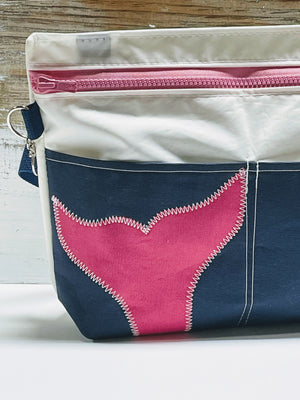 Pink Whale's Tale Women's Crossbody Bag & Wristlet Set