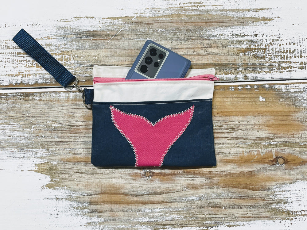 Pink Whale's Tale Women's Crossbody Bag & Wristlet Set